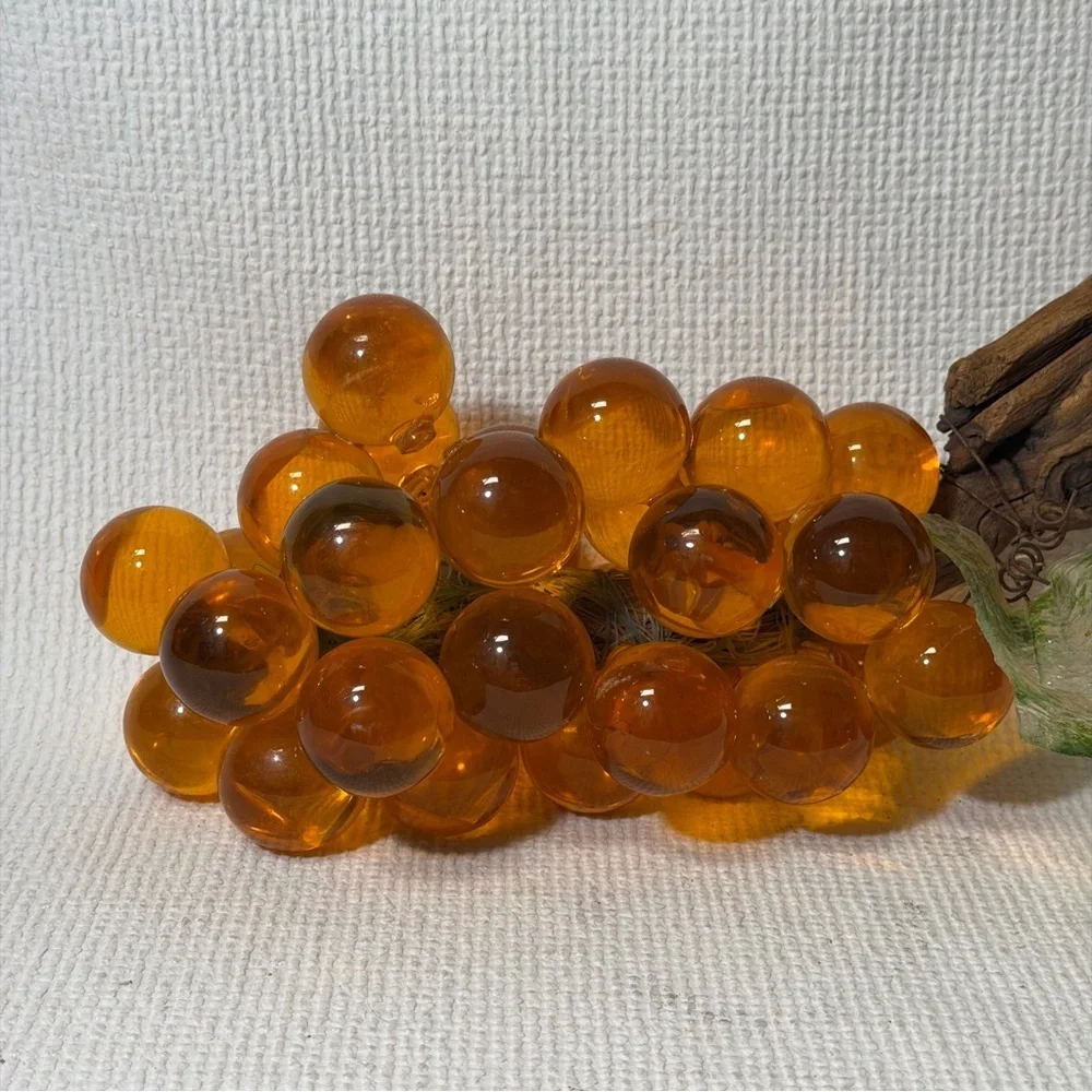 Mid Century Modern Lucite Grape Cluster on Driftwood -large Size